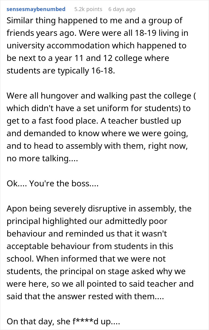 Teacher Assumes This 20 Y.O. College Student Is One Of Her Exchange Students And Grabs Their Arm When They Disobey Instructions