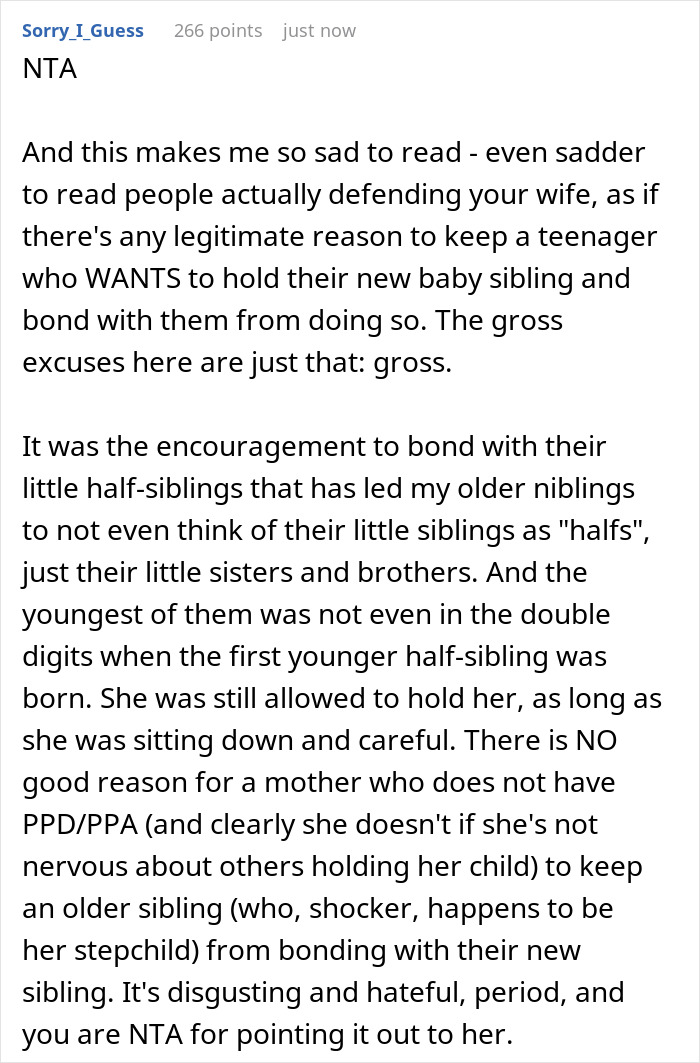 "Her Sister Was Offended And Left": Wife Doesn't Let 14 Y.O. Stepson Hold Her Newborn, Husband Does The Same With Wife's Sister