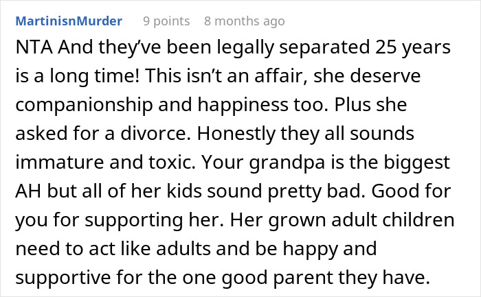 Guy Tells His Entire Family To "Grow Up" After They Got Mad At His 65 Y.O. Grandma For Having A Boyfriend And "Cheating" On Their Dad