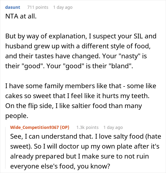 Woman’s Husband And His Sister Kept “Fixing” Her Food To The Point That She And Her Kids Would Refuse To Eat It, So She Finally Snaps