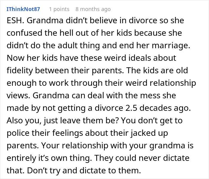 Guy Tells His Entire Family To "Grow Up" After They Got Mad At His 65 Y.O. Grandma For Having A Boyfriend And "Cheating" On Their Dad