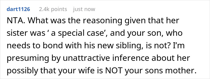 "Her Sister Was Offended And Left": Wife Doesn't Let 14 Y.O. Stepson Hold Her Newborn, Husband Does The Same With Wife's Sister