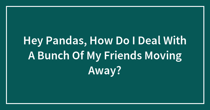 Hey Pandas, How Do I Deal With A Bunch Of My Friends Moving Away? (Closed)