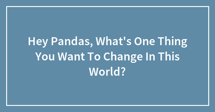 Hey Pandas, What’s One Thing You Want To Change In This World? (Closed)