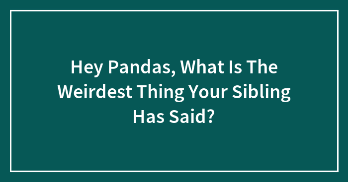 Hey Pandas, What Is The Weirdest Thing Your Sibling Has Said? (Closed)