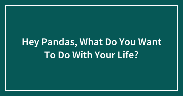 Hey Pandas, What Do You Want To Do With Your Life? (Closed)