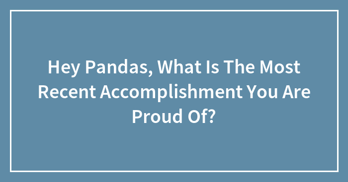 Hey Pandas, What Is The Most Recent Accomplishment You Are Proud Of? (Closed)