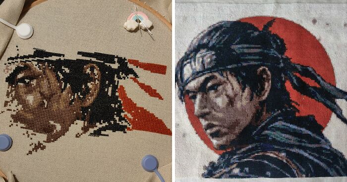 My Cross Stitch Process Of Jin Sakai Took Me 8 Months To Finish