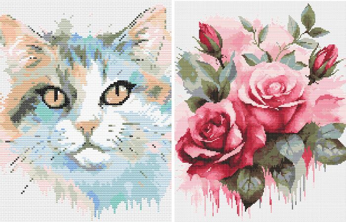 Cross-Stitch Patterns And Watercolor Paintings (11 Pics)