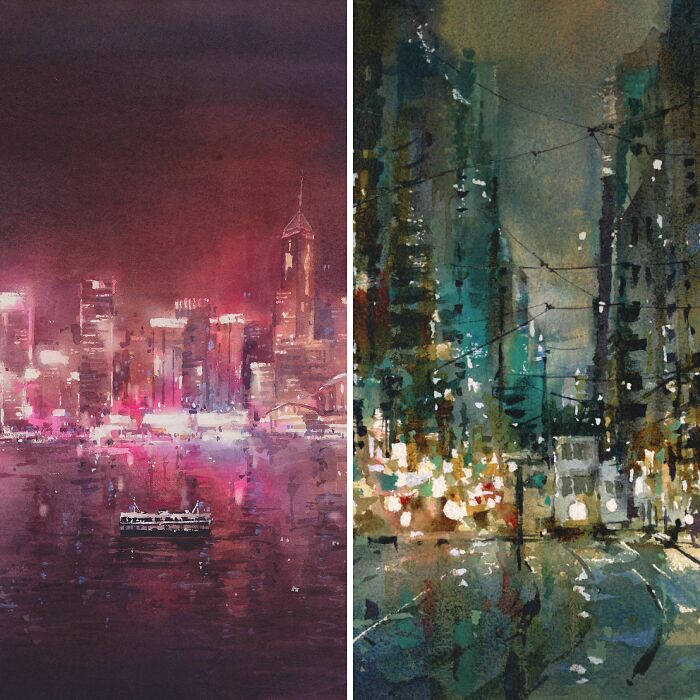 I Am A Watercolor Artist Who Created 5 Cityscapes, Here Is My Painting Process