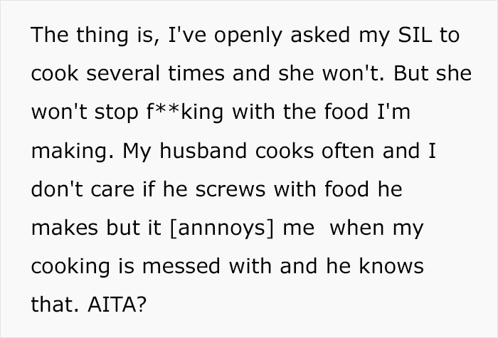 Woman’s Husband And His Sister Kept “Fixing” Her Food To The Point That She And Her Kids Would Refuse To Eat It, So She Finally Snaps