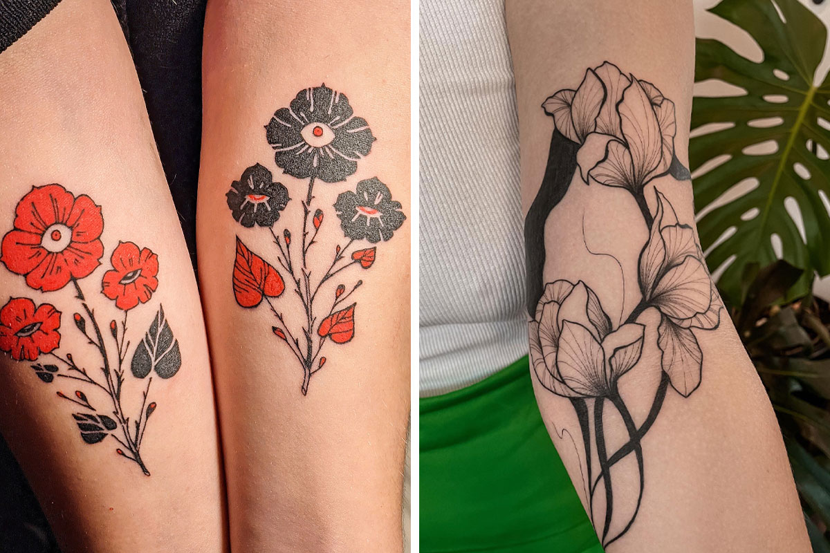 Colorful Flower Traditional Composition Tattoo Design – Tattoos Wizard  Designs