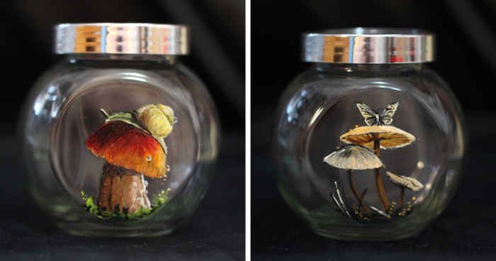 I'm A Romanian Artist, And My Hobby Is Painting On Various Surfaces, This Time I Decided To Paint Small Jars With Mushrooms (16 Pics)