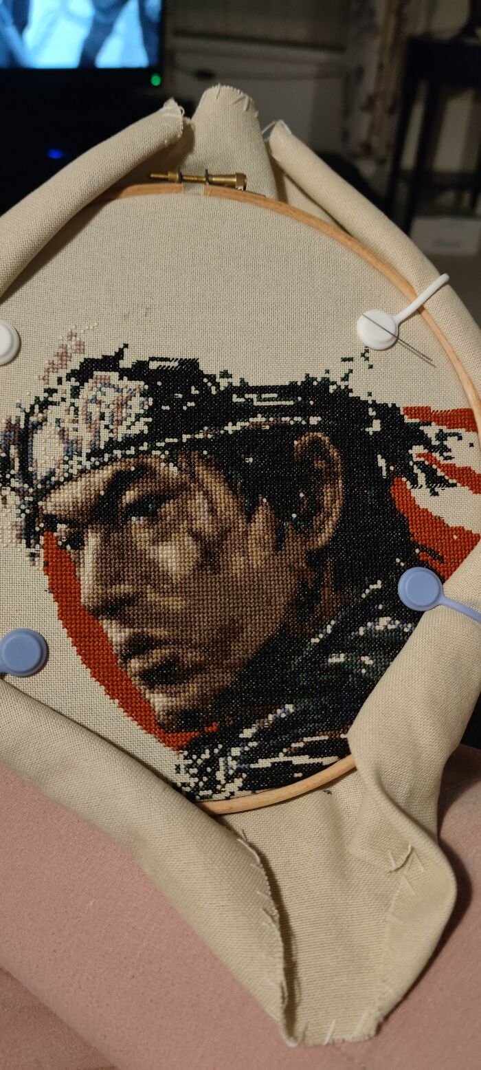 My Cross Stitch Process Of Jin Sakai Took Me 8 Months To Finish