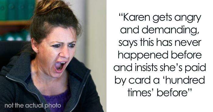 Karen Doesn't Want To Pay Cash Or Buy Something More To Reach The $5 Quota To Pay With Card, Gets Overcharged Every Time