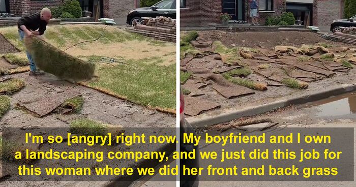 Customer Refuses To Pay For Her Grass, Landscapers Come And Rips It All Up 