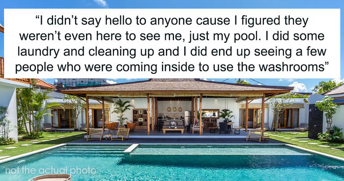 Woman Blamed For Being “Unwelcoming” For Sitting Inside While Uninvited Guests Have A Party In Her Pool