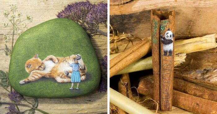 From Rocks To Actual Food: My 39 Tiny Paintings On Various Surfaces