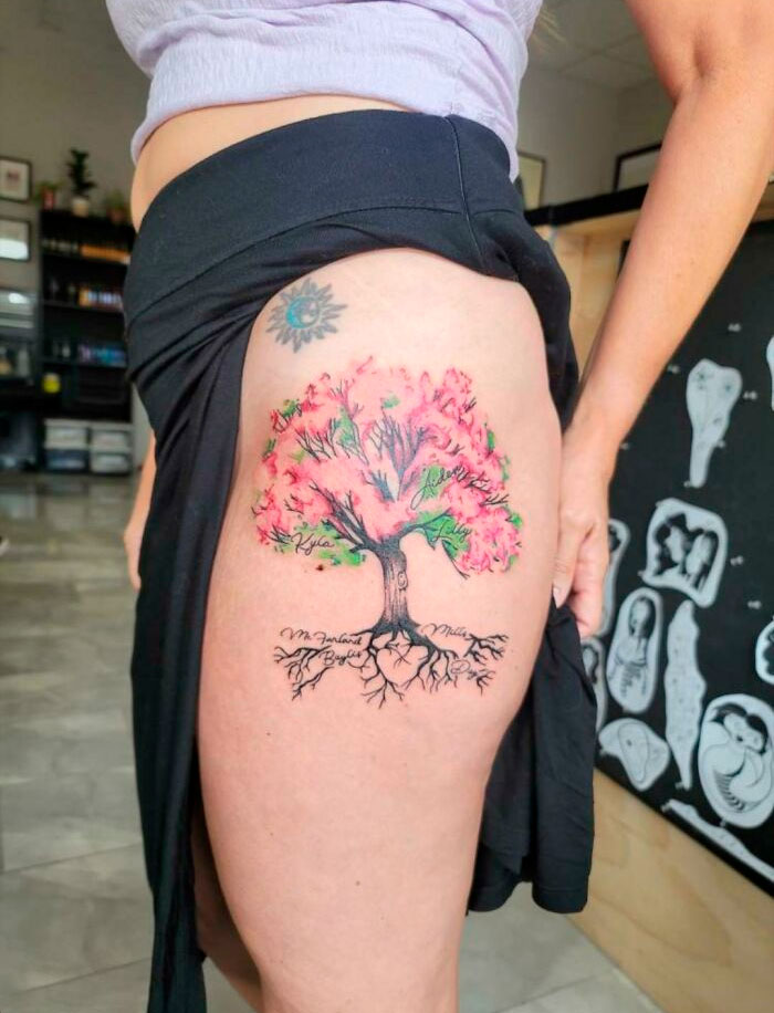 family tree tattoo with names for girls