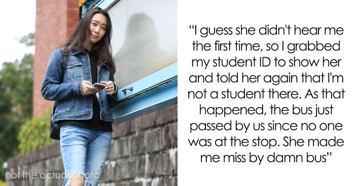 Teacher Assumes This 20 Y.O. College Student Is One Of Her Exchange Students And Grabs Their Arm When They Disobey Instructions