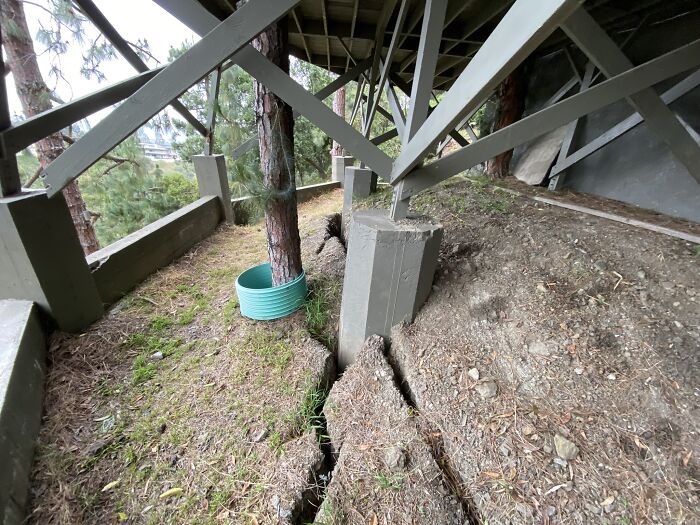 The Cracks In The Soil Are Signs Of Hillside Instability. This Easily Secures A Spot On Our List Of The Worst Things Witnessed During Our Assessments