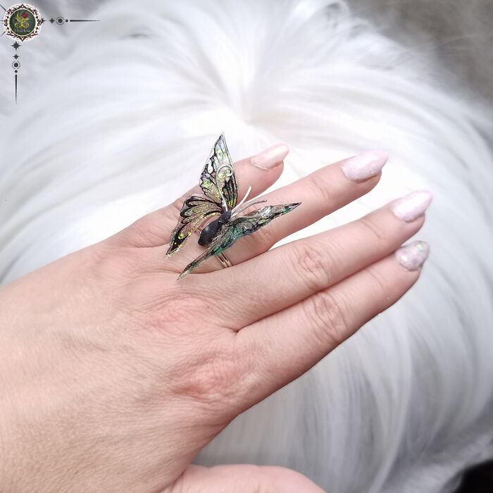 Butterfly Kisses Ring - Enchanting Fantasy Jewelry With Magical Fairy Wings, Whimsical Nature-Inspired Gift