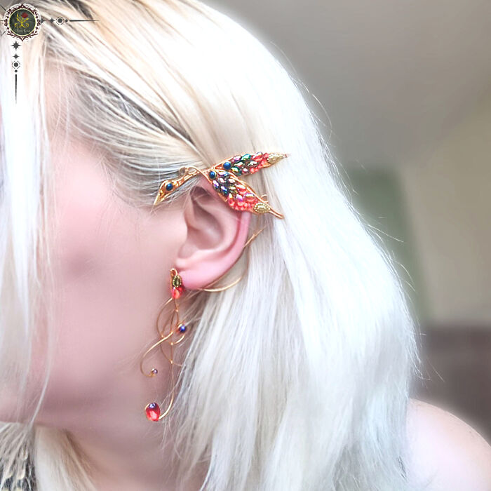 Phoenix Ear Wrap Earring - Handcrafted Mythical Bird Jewelry