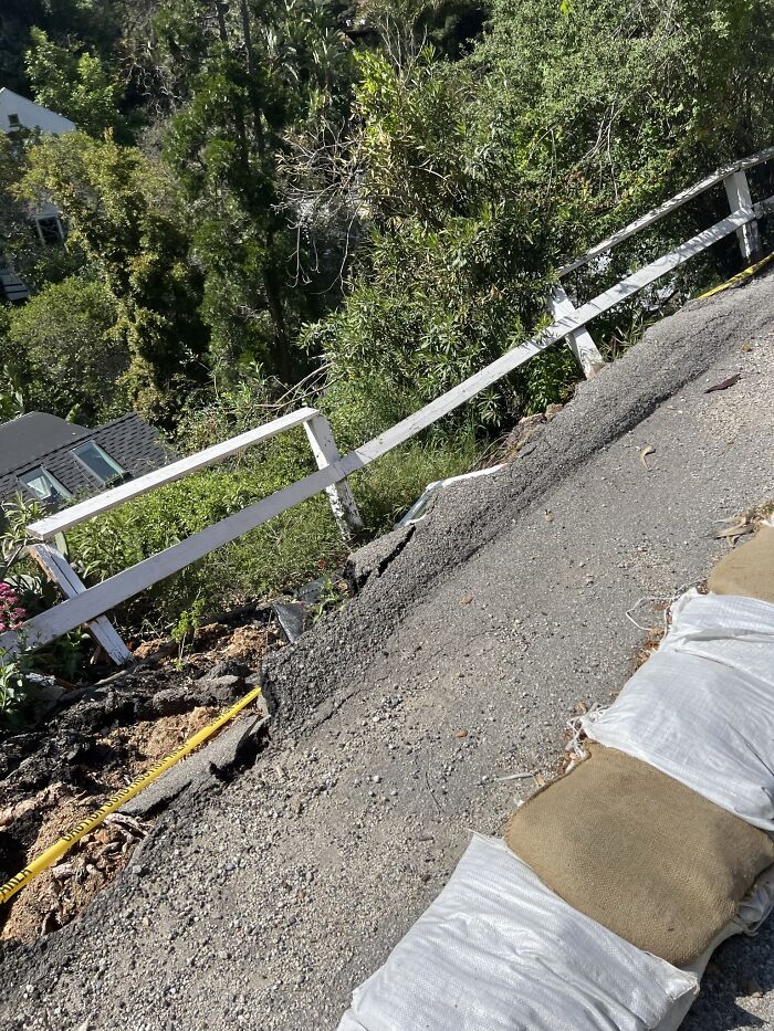 Nature Has A Way Of Reminding Us Who's In Charge. This Landslide Caused A Road Collapse And Sent Debris Tumbling Down To The House Below. Landslides Highlight The Importance Of Proper Slope Stabilization And Erosion Control Measures In Areas With Steep Terrain And Heavy Rainfall. Failure To Implement Such Measures Can Lead To Catastrophic Consequences, As Seen In This Case. Landslides Can Happen For A Variety Of Reasons, Including Heavy Rainfall, Soil Erosion, And Changes In The Slope Due To Human Activity