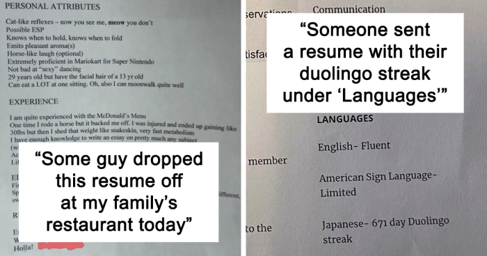 105 Hilariously Bad Resumes That Got People Instantly Rejected