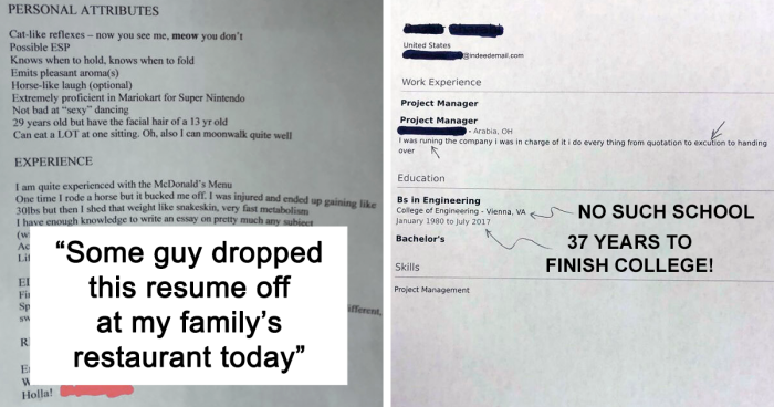 105 Silly Things People Put On Their Resumes That Immediately Got Them Rejected