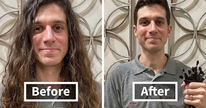 98 Pics Of People Before And After Cutting Their Long Hair To Donate It To Cancer Patients (New Pics)