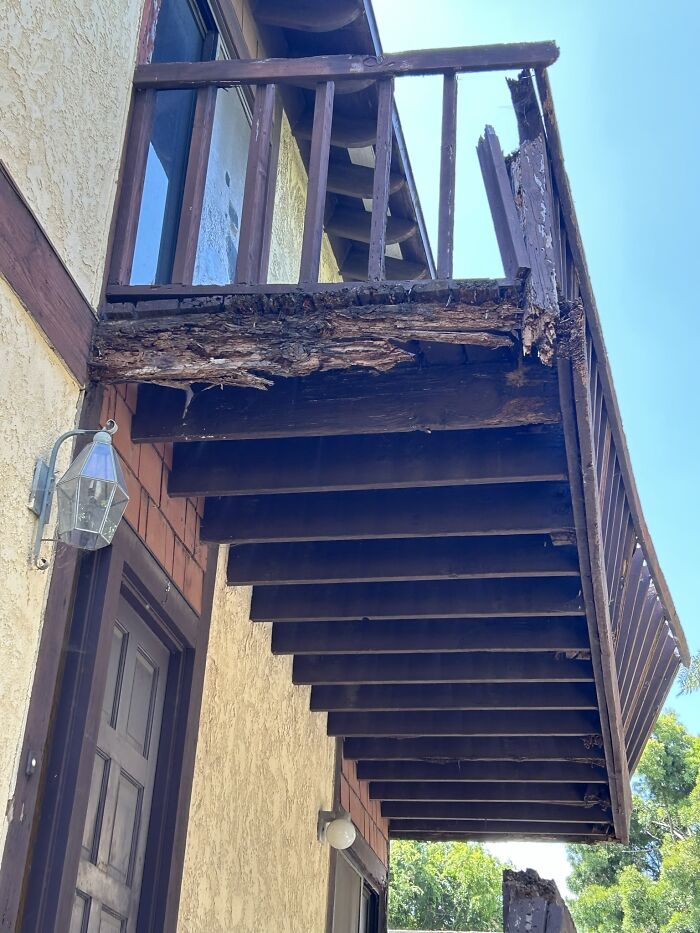 The Presence Of Wood Rot Was Evident Throughout Multiple Balconies At This Building, Highlighting The Urgent Need For Repairs To Ensure The Safety And Stability Of These Structures. The Extent Of The Rot Raises Concerns About Potential Underlying Issues With The Building's Prior Construction, Maintenance, Or Exposure To Moisture