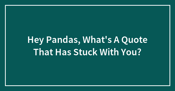 Hey Pandas, What’s A Quote That Has Stuck With You? (Closed)