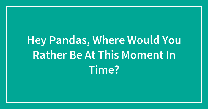 Hey Pandas, Where Would You Rather Be At This Moment In Time? (Closed)