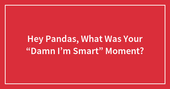 Hey Pandas, What Was Your “Damn I’m Smart” Moment?