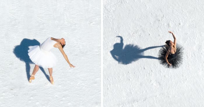 Swan Lake Reimagined: 16 Aerial Photos Of Ballet Dancers Captured On The Salt Lake In Utah