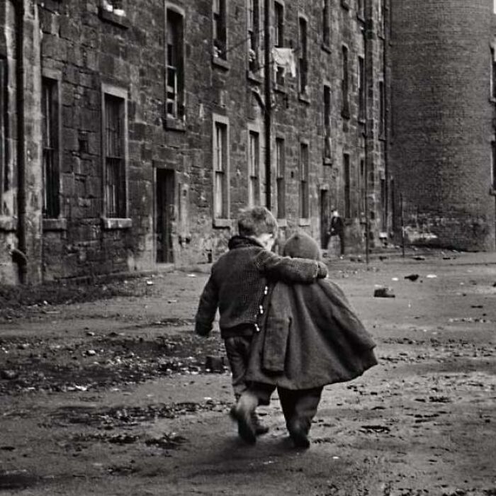A Young Boy Comforting His Friend In Scotland, 1968