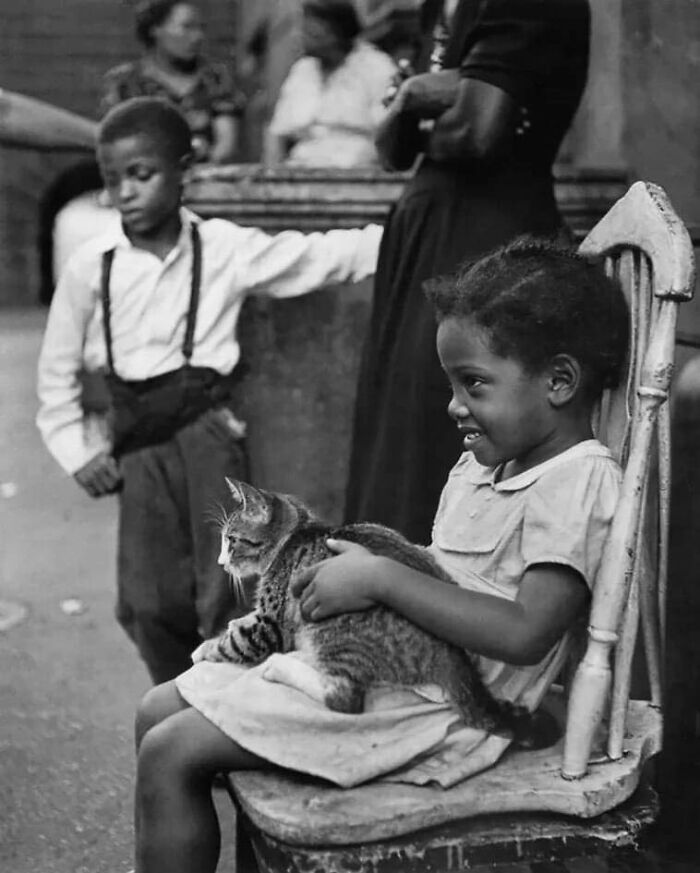 Little Girl And Her Kitty, Harlem, NY, 1949