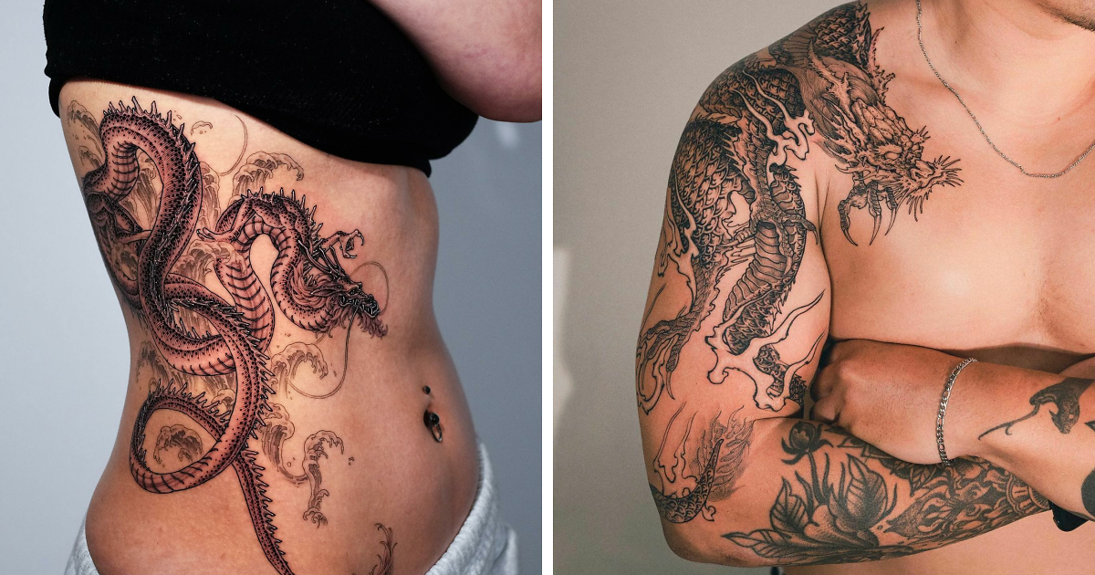 Kanji, Yin Yang, Dragon Black Temporary Tattoos Set of 10 tattoos :  Amazon.in: Beauty