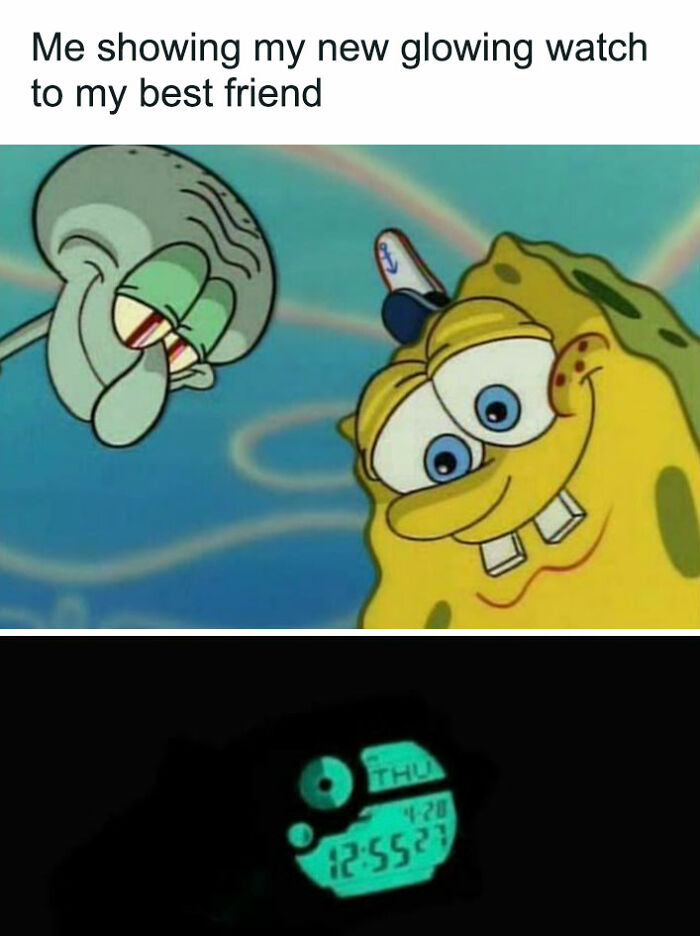 squidward and spongebob smirking meme