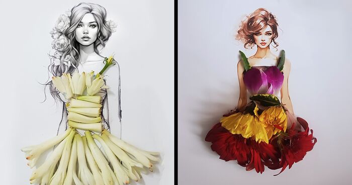 I Add Flower Petals And Leaves To Beautiful Illustrations, Here's The Result (14 Pics)