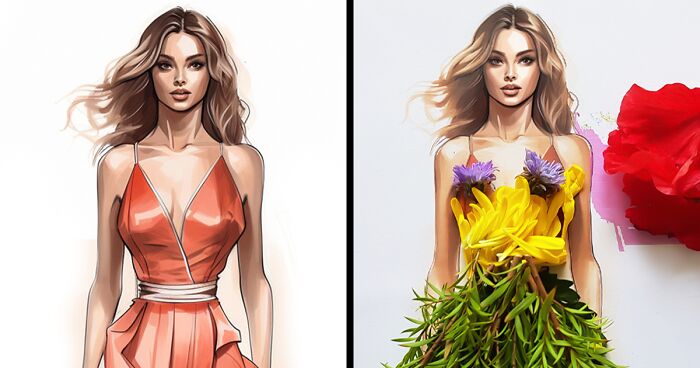 I Add Flower Petals And Leaves To Beautiful Illustrations, Here's The Result (14 Pics)