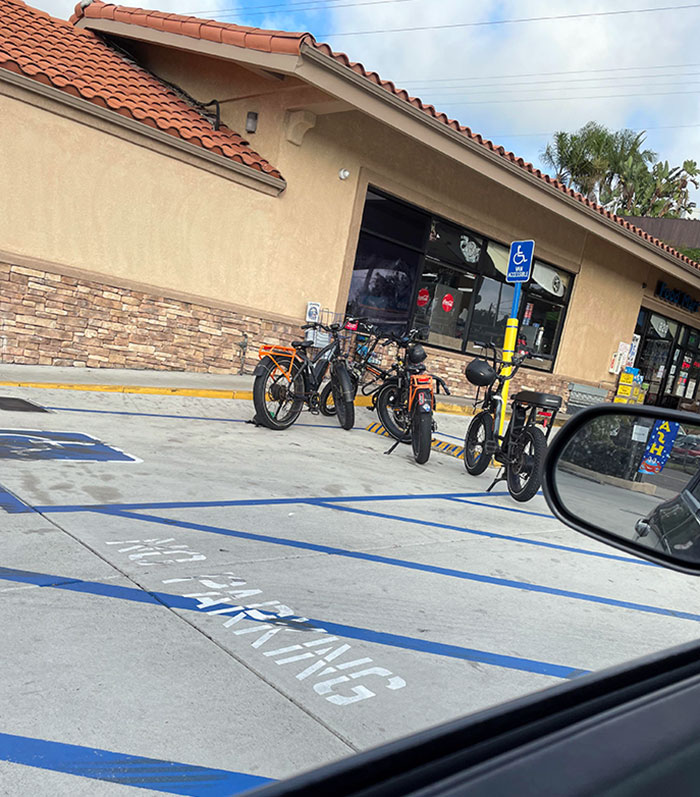 Rich Kids Park Their E-Bikes Around The Only Handicap Spot