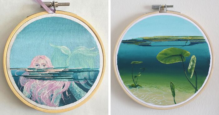 28 Embroidery And Acrylic Artworks Depicting Colorful Landscapes That I Created