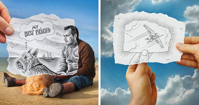 This Artist Merges His Pencil Illustrations With Photography, And The Effect Is Quite Unique (43 Pics)