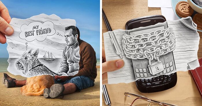 43 Pencil Illustrations Merged Seamlessly With Photographs By The Artist Ben Heine