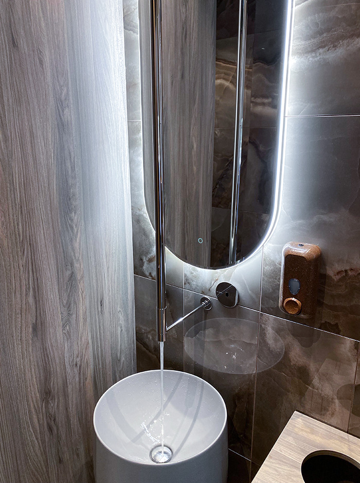 This Pipe Was Installed In A Way, That You Have To Move Your Head To The Side While Washing Your Hands. Additionally, The Sink Is Very Low