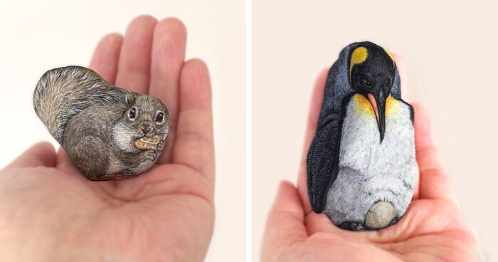 39 Animal Paintings On Natural Stones By Akie Nakata (New Pics)