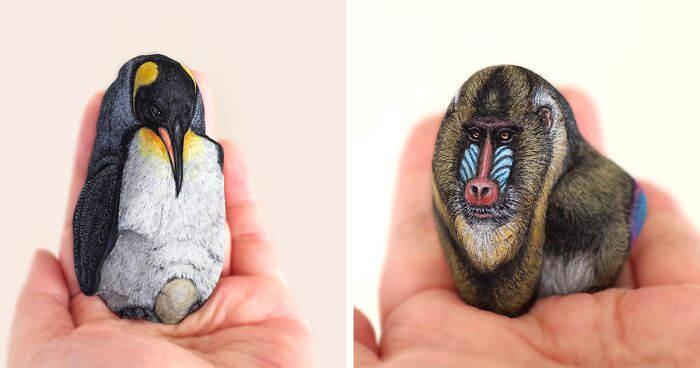 39 Animal Paintings On Natural Stones By Akie Nakata (New Pics)