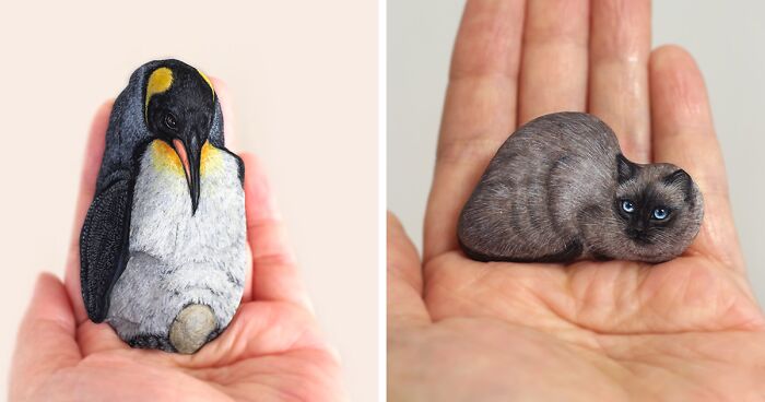 Artist Transforms Stones Into Adorable Animals That Fit In The Palm Of Your Hand (39 New Pics)